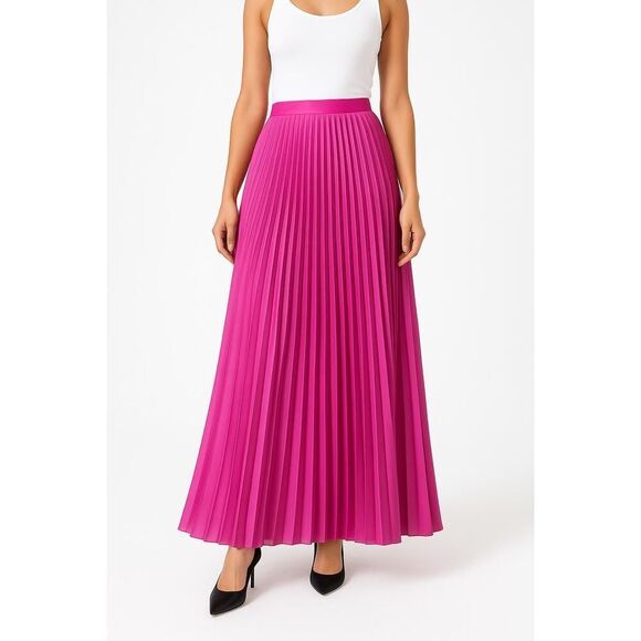 Ontwelfth Skirt Large Pink Pleated Maxi Flowing Feminine Statement Chic - Picture 1 of 5